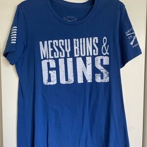 Grunt Style Blue Short Sleeve Tee Messy Buns & Guns